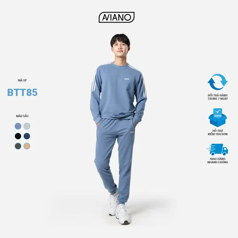 Bộ Thể Thao Nam 3 Sọc Mùa Đông Da Cá Chéo Thời Trang Thiết Kế AVIANO Áo Menswear Sơ Mi 0