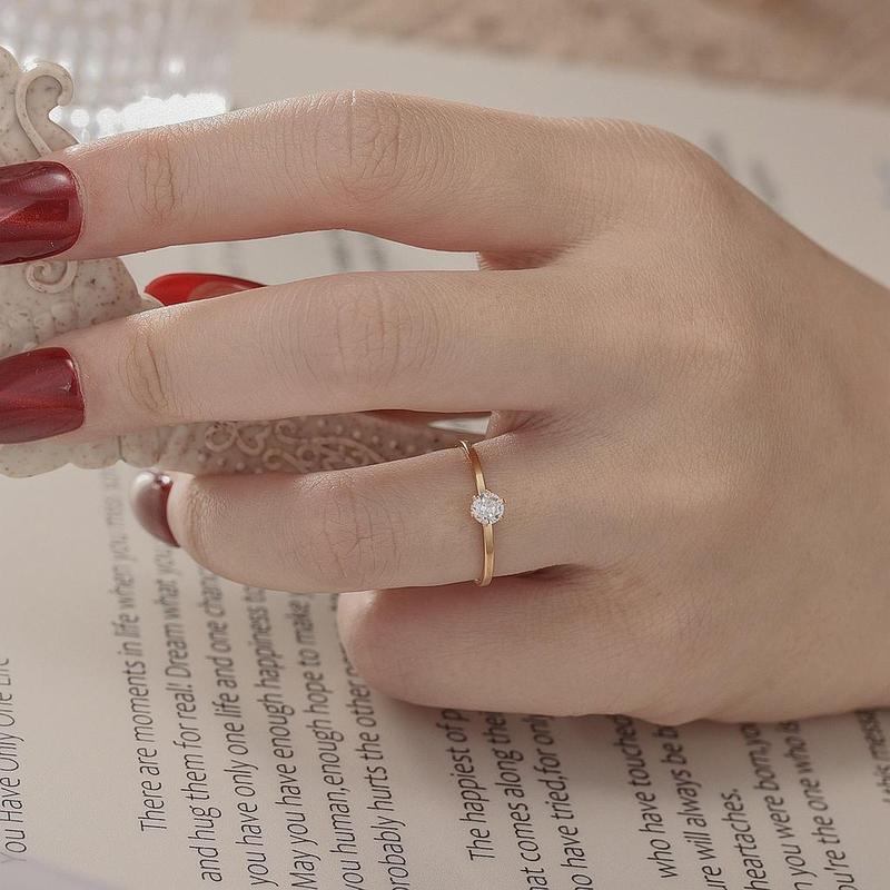 Nhẫn Thép Titan Hàn Quốc, Nhẫn Mạ Vàng 18k, Đính Đá Zircon Đơn 3