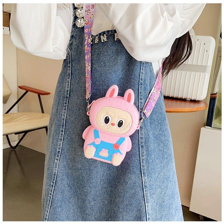 Túi đeo chéo cho bé gái trai Labubu túi xách silicon mini trẻ em hình thú đi chơi - kèm dây đeo