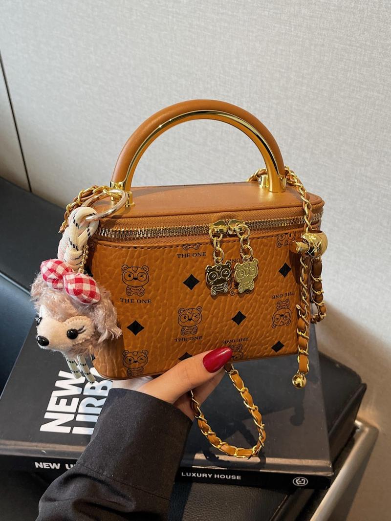 Product Introduction of Fashion Letter & Animal Pattern Crossbody Bag, Casual PU Leather Zipper Shoulder Bag for Women, Trendy All-match Commuter Bag for Daily Used 0