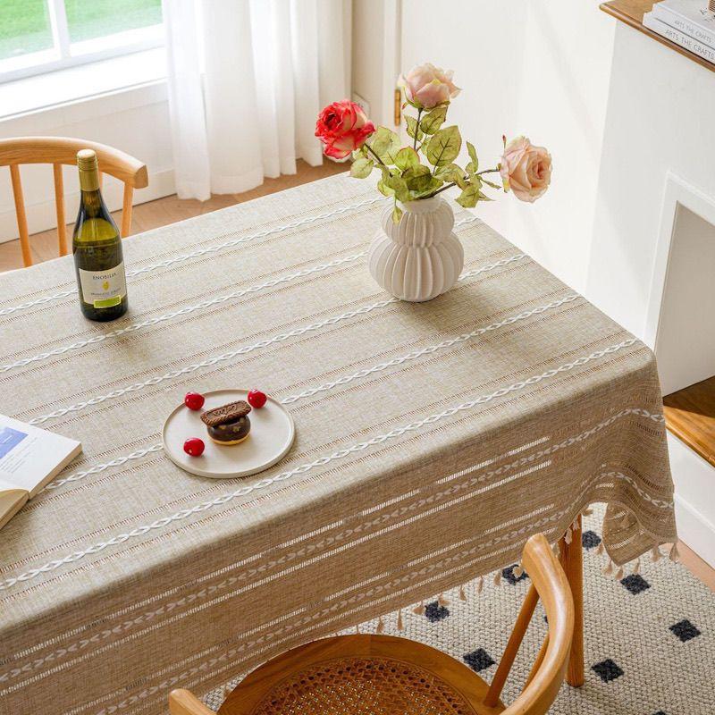 Product Introduction of 2025 Japanese Style Tablecloth Fabric Cotton Linen Rectangular High-end Dining Tablecloth Living Room Coffee Table Cloth Desk Cover Square Tablecloth 4