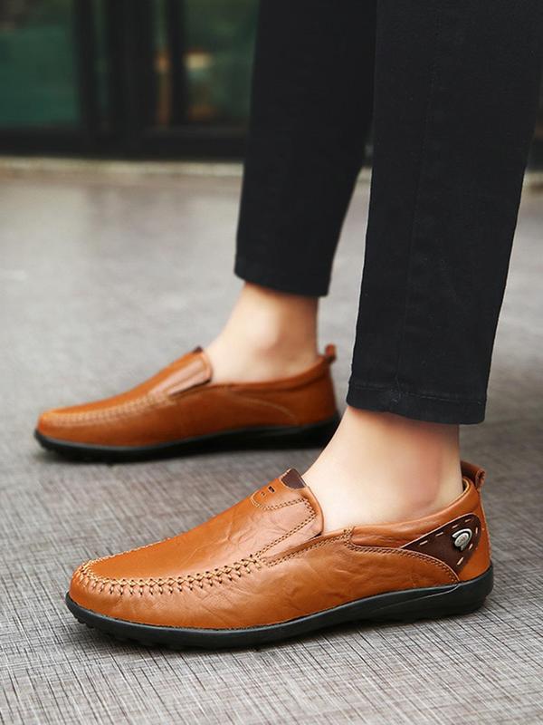 Men's 1 Pair Minimalist Casual Plain Slip on Shoes, Business Style Lightweight Breathable Comfort Flat Shoes For All Seasons 4