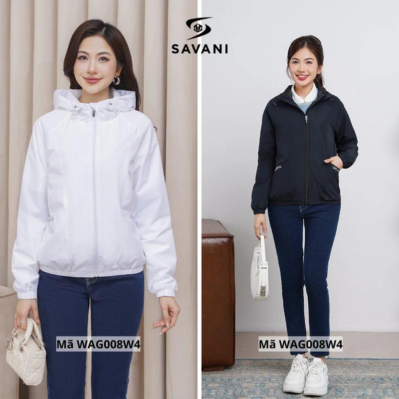 Áo Khoác Gió Nữ SAVANI 2 Lớp Mũ Tháo Rời, Cản Gió Giữ Ấm, Chống Nước, Áo Khoác Nữ Lịch Sự WGF003W4
