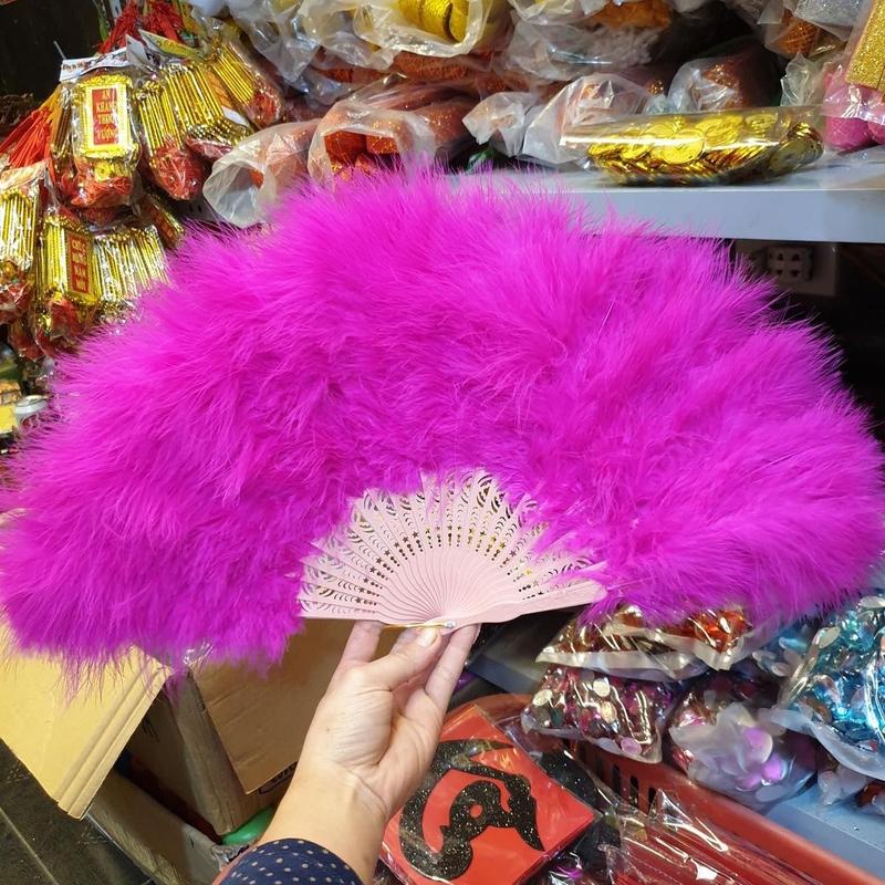 Quạt lông vũ trang trí Oản Tài lộc, tháp bánh kẹo, đi lễ, đi chùa, bày biện nhày Tết