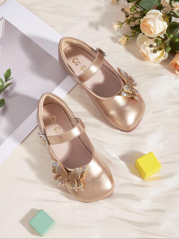 Girl's Cute Butterfly Design Flat Shoes, 2024 New Style Elegant Solid Color Mary Jane Flats for Party, Daily Wear, Kids Shoes for All Seasons 3