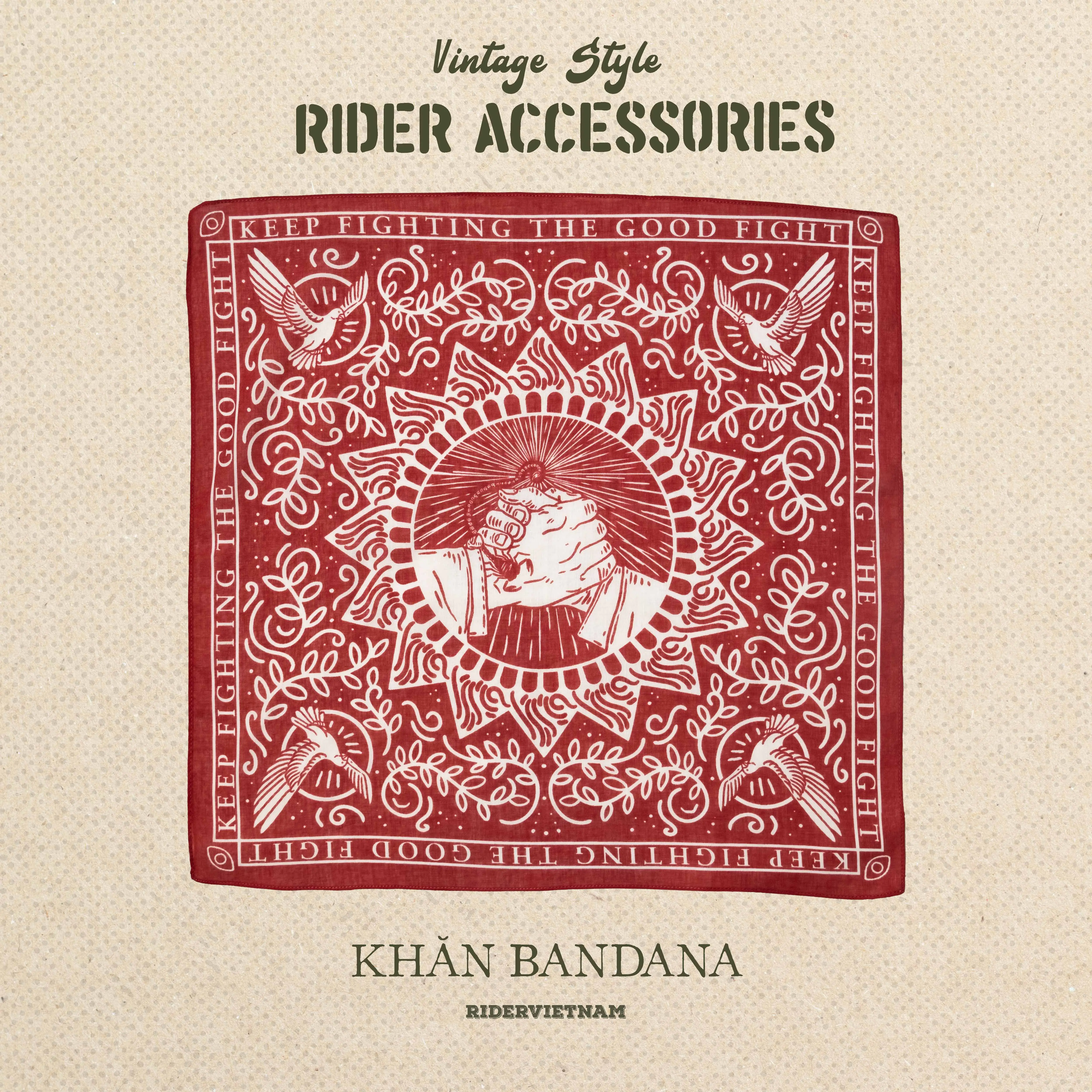 Khăn bandana cotton Nhật phong cách cổ điển, vintage Quàng Cổ