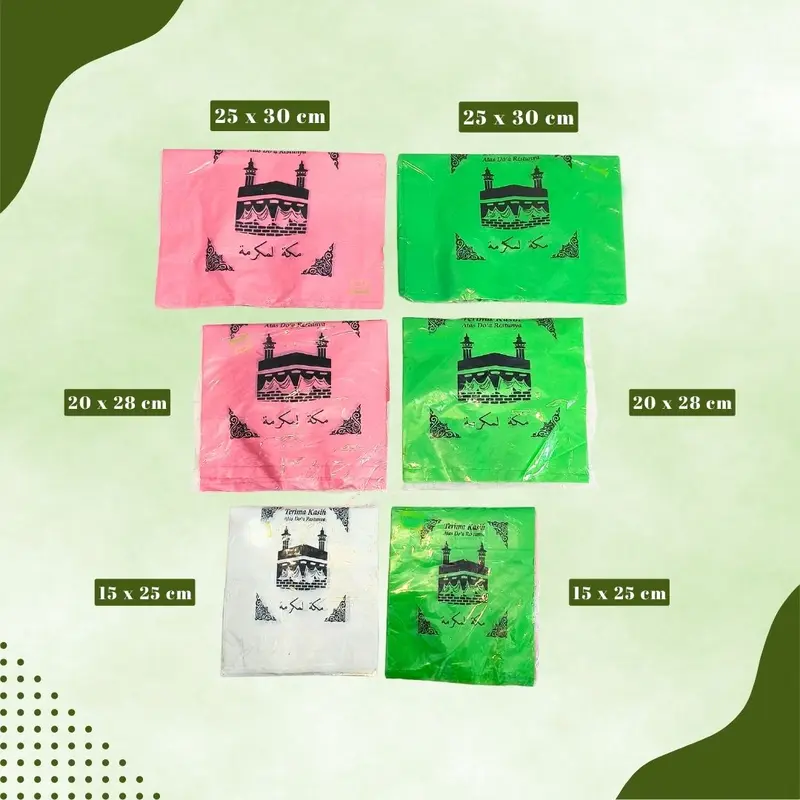Tas Kresek Oleh Oleh / Souvenir Haji dan Umroh Besar Jumbo Tanggung Kecil Custom 1 pack isi 10pcs Gambar Ka’bah 1