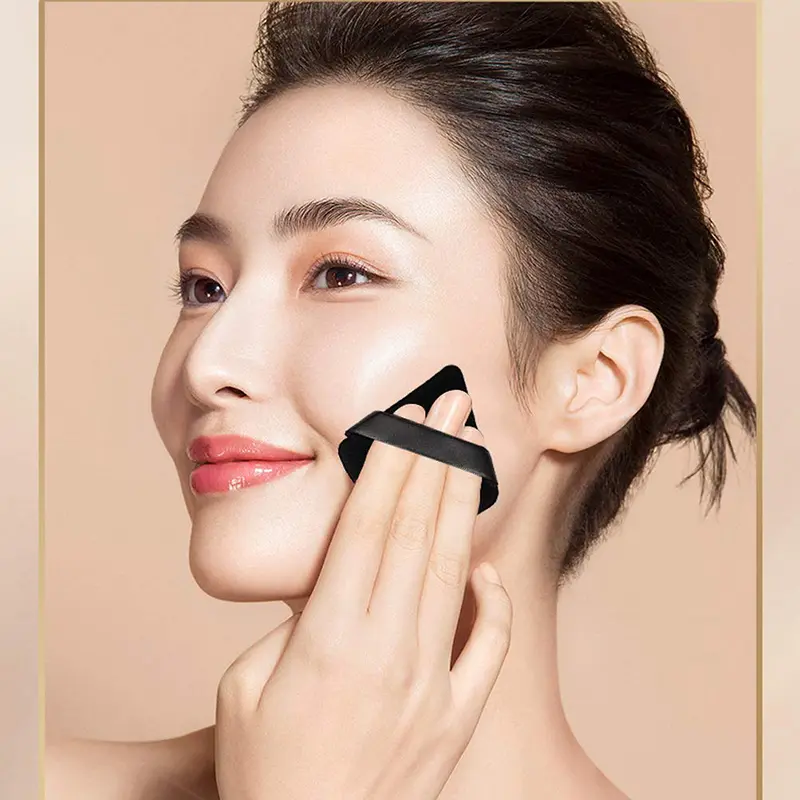 Portable Triangular Cotton Foam OPP Sealed Package, Ultra Soft Fan-shaped Air Cushion Powder Dispersing Foam, Soft And Skin Friendly
