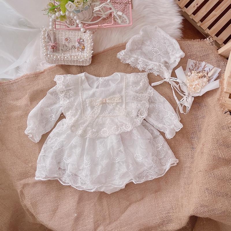 Body ren trắng Cl Made By Hằng cho bé gái, chất liệu ren mềm an toàn cho bé từ 3-12kg Len Voi Len Voi