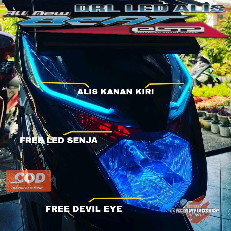 paket lampu alis beat esp beat street 2017 2018 2019 bonus demin dan lampu senja t10 Motorcycle 4