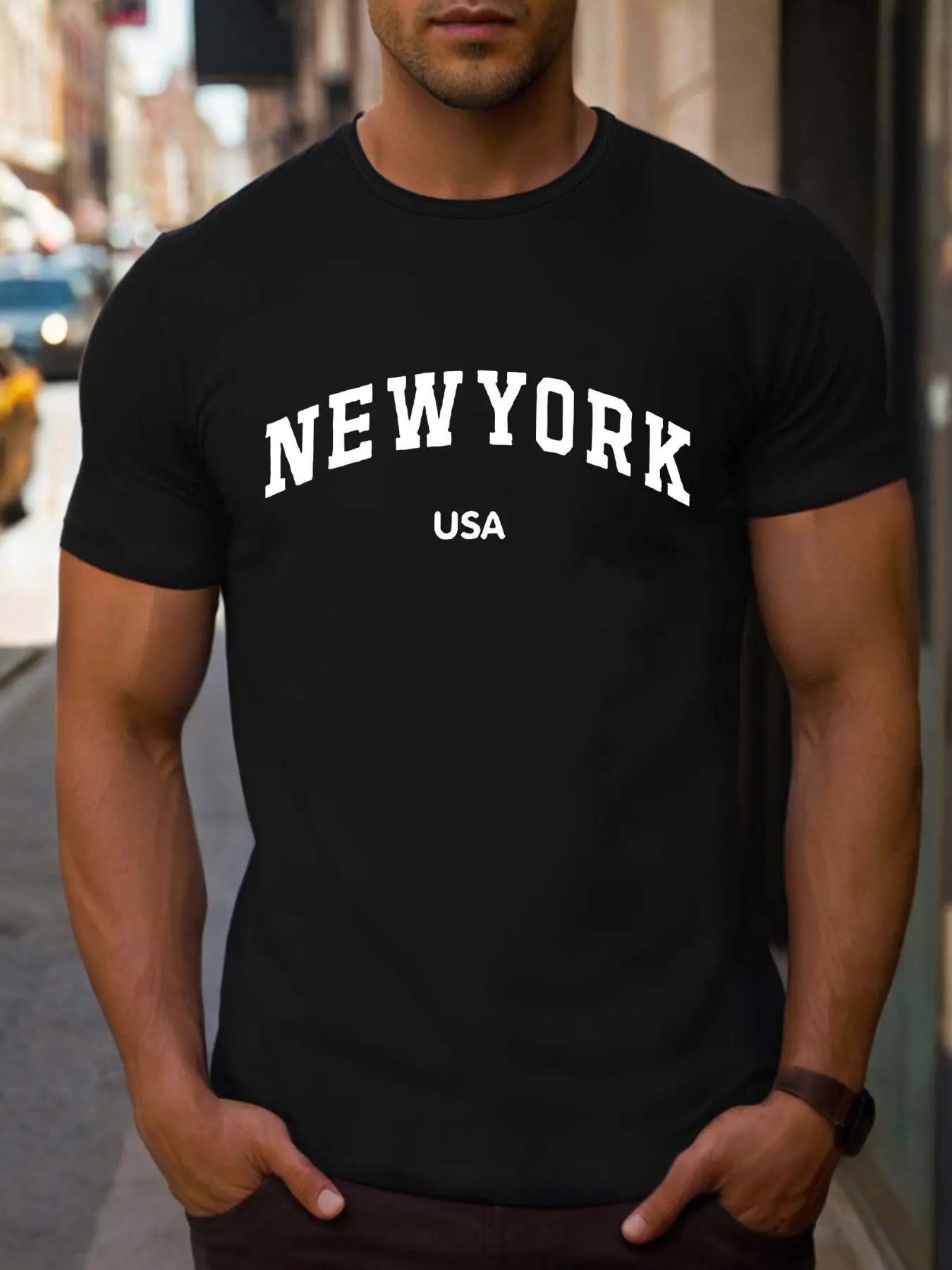 Men's Letter Print Round Neck Tee, Regular Fit Casual Short Sleeve Crew Neck T-Shirt for Summer, Fashion Men's Top for Daily Wear