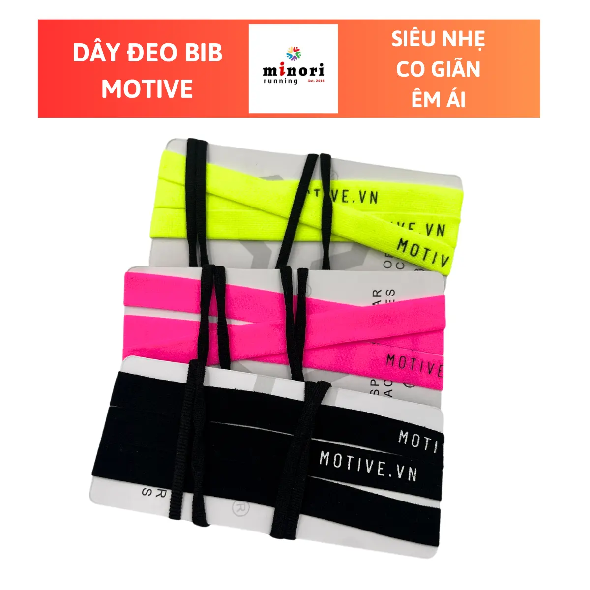 Dây Đeo BIB Chạy Bộ Motive Nhẹ Co giãn tốt Thoải Mái khi sử dụng Bag Túi Thể Thao Sport