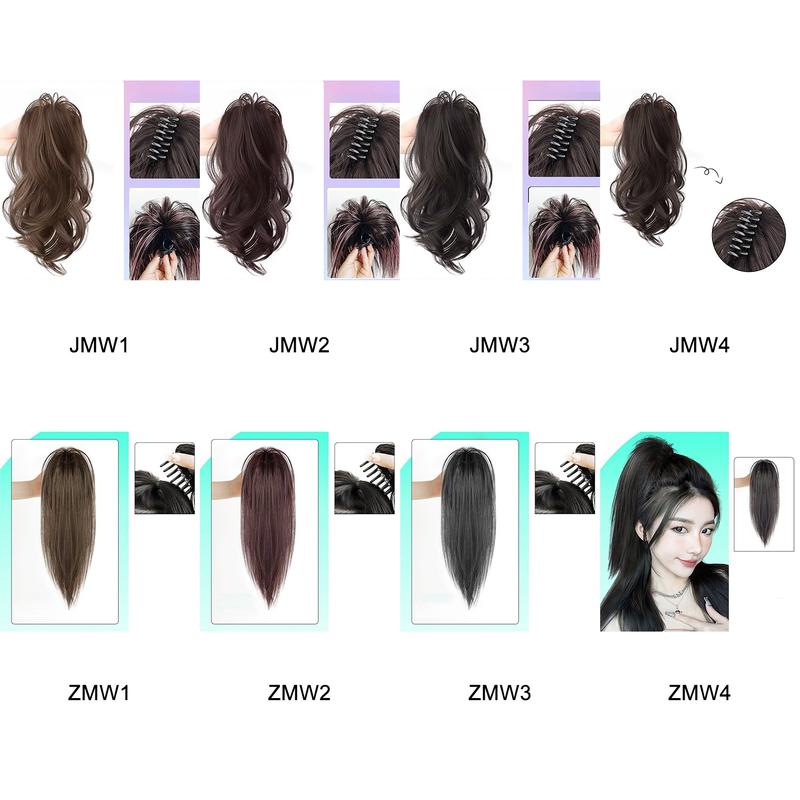 Product Introduction of Fashion Long Curling Wave Ponytail Clip Straight Ponytail Hair Extensions Women Synthetic Wigs Elegant Hair Accessories 26