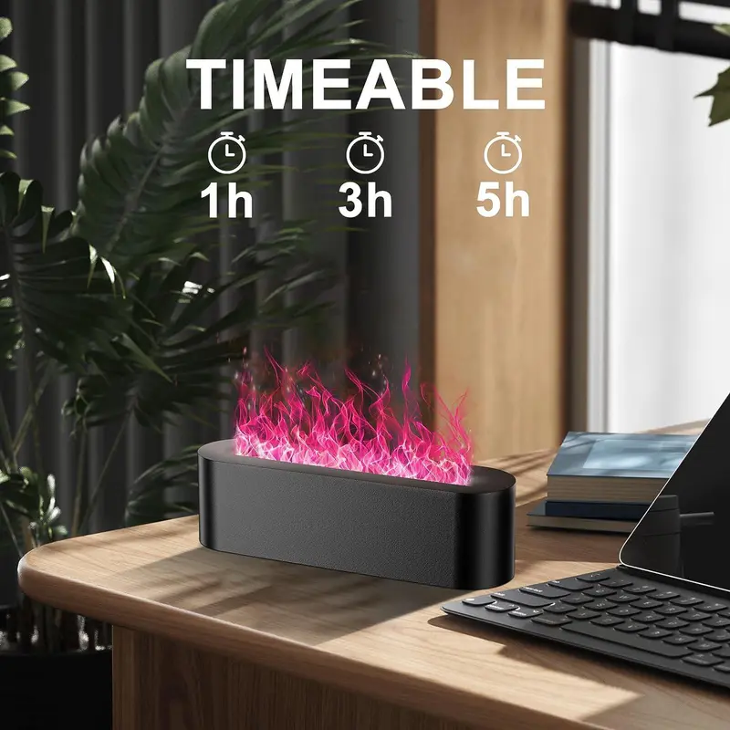 Flame Design Air Humidifier, 150ml Timed Color Changing Desktop Humidifier with 7 Color Changes, Portable Aroma Essential Oils Diffuser 7