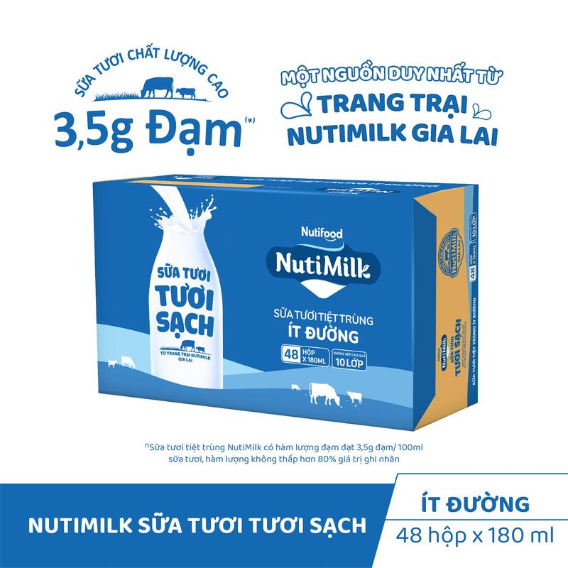[DEAL ĐỘC QUYỀN] COMBO 2 Thùng 48 Hộp Sữa Tươi Tươi Sạch NutiMilk 180ml