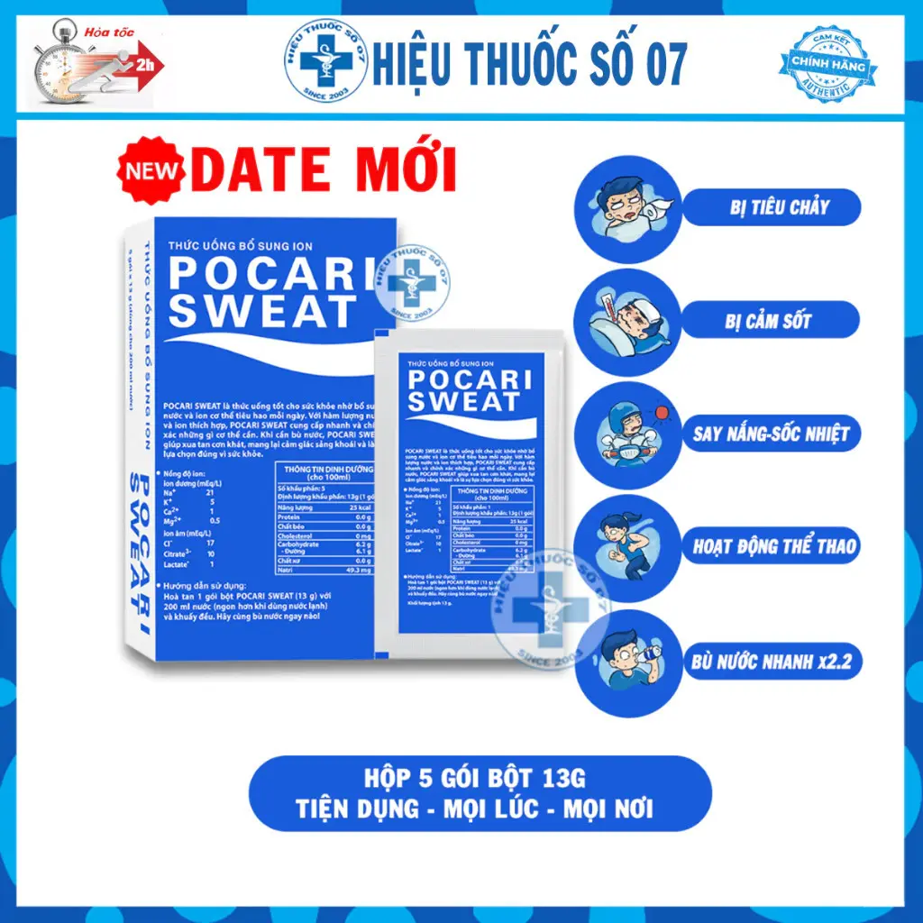 Pocari Sweat Dạng Bột [Hộp 5 Gói - Date 12/2024] - Thức uống bổ sung ion thiết yếu, giúp bù nước nhanh mọi lúc mọi nơi