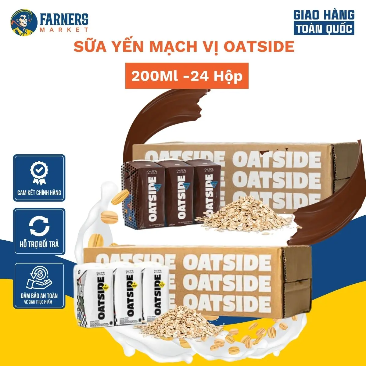 [THÙNG 24] Sữa Yến Mach Oatside Vị Truyền Thống & Vị Socola - 200Ml/Hộp