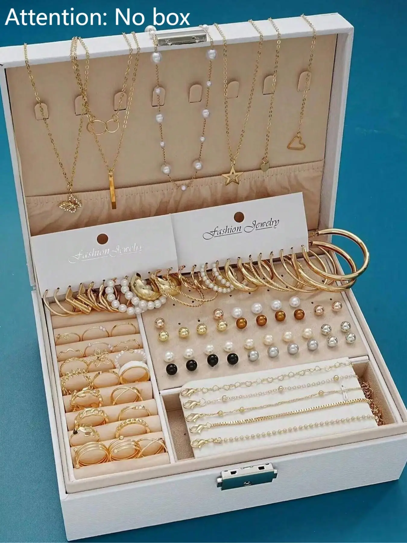 Women's Jewelry Set, Butterfly, Heart, Rhinestones, Star, Geometric & Faux Pearl Design Hoop Earrings Pendant Necklace Rings for Party, Daily, Bridesmaid Gift Box, Necklace Charms Jewelry Set for Women