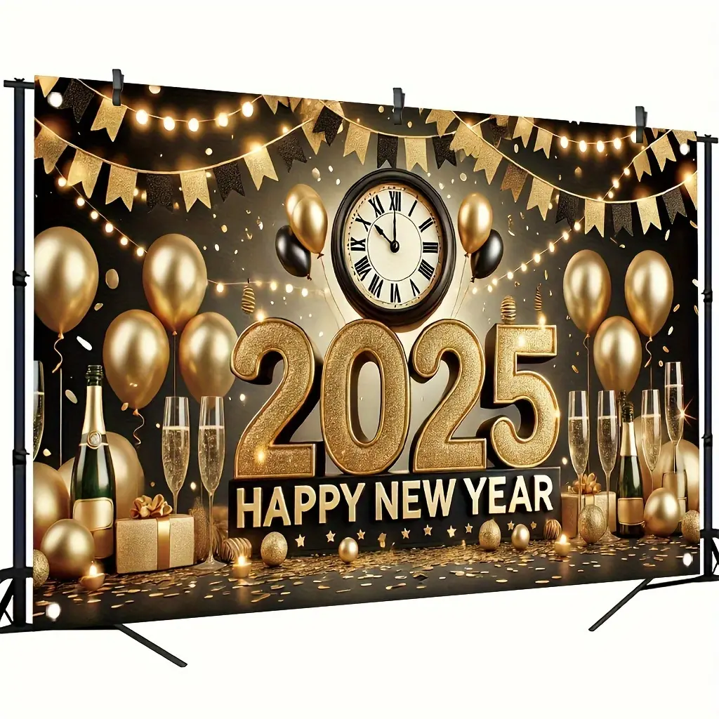 Biểu Ngữ Chúc Mừng Năm Mới 2025, Phông Nền Polyester, 71x43 ", Thích Hợp Cho Các Dịp Thông Thường Và Tiệc Tùng Trong Nhà Lễ, Nền Chụp Ảnh Tạo Không Khí Năm Mới, Treo Tường Kỷ Niệm Tại Nhà