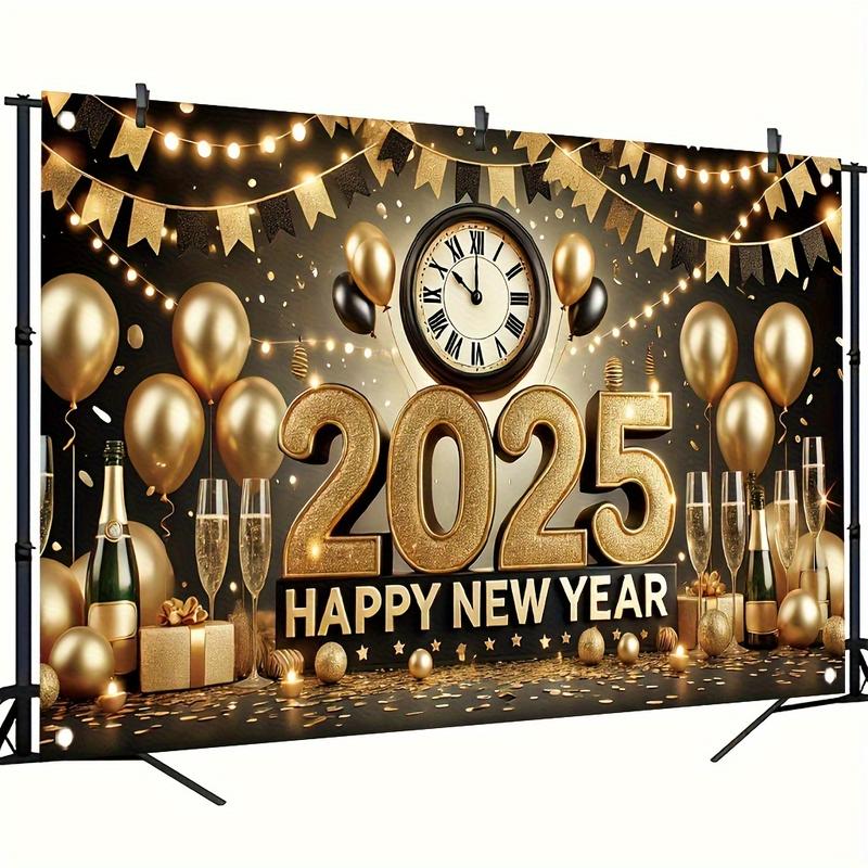 Biểu Ngữ Chúc Mừng Năm Mới 2025, Phông Nền Polyester, 71x43 ", Thích Hợp Cho Các Dịp Thông Thường Và Tiệc Tùng Trong Nhà Lễ, Nền Chụp Ảnh Tạo Không Khí Năm Mới, Treo Tường Kỷ Niệm Tại Nhà 0