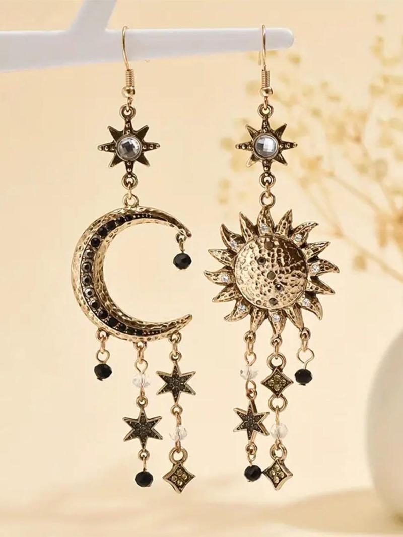 Product Introduction of Vintage Sun & Moon Design Dangle Earrings, Fashion Jewelry for Party, Daily Clothing Decor, Trendy All-match & Exquisite Jewelry for Birthday Gift 4