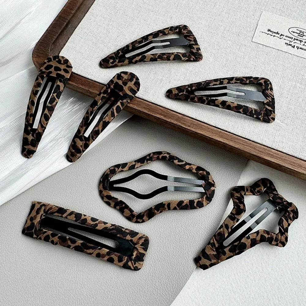 New Leopard Print Hair Clip Cloud Water Drop Hairpin Square Cloth Barrette Headwear