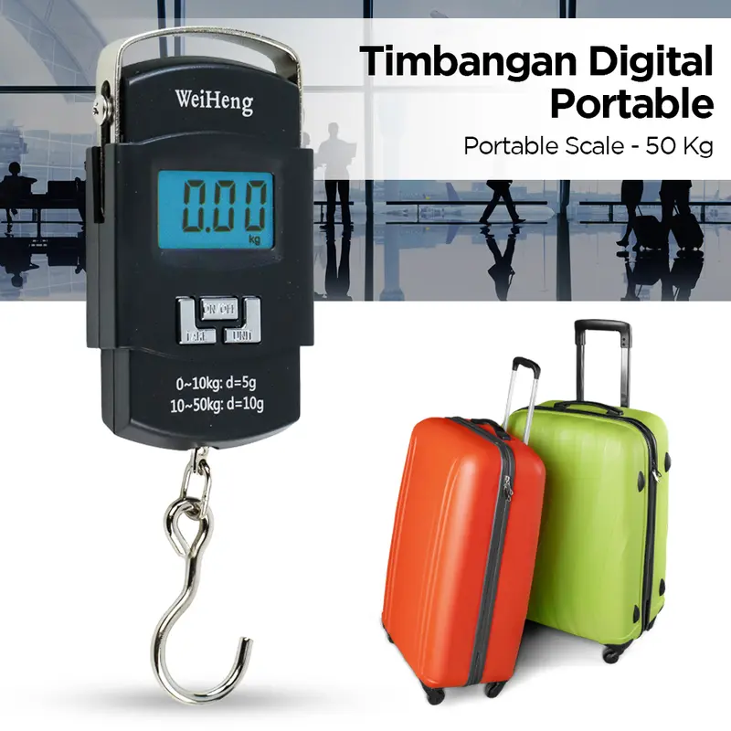 WeiHeng Timbangan Koper Tas Gantung Digital Scale 50kg 0.01kg - WH-A08 - Black 0