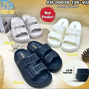 Sandal CEQIU EH2003B#Sendal selop perempuan#Sendal kokop perempuan#Sendal slop karet wanita#Sandal gesper perempuan/Sendal