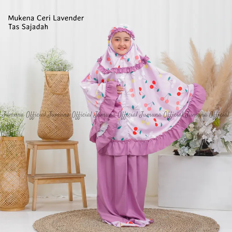 Mukena Anak Tas Sajadah Motif  Ceri 1