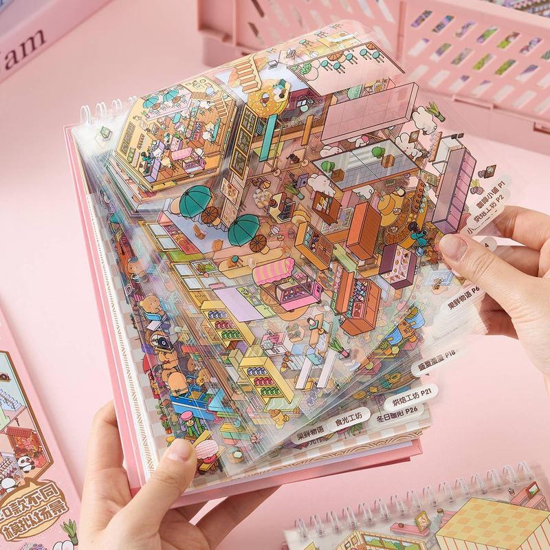 3D Scene Sticker Book, 49pcs/set Cute Cartoon Creative Sticker, DIY ...