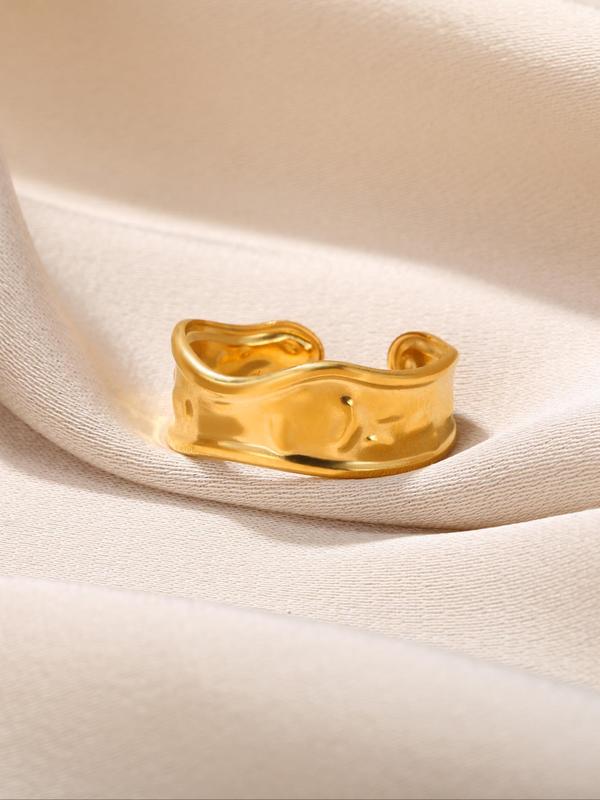 Unisex Simple Style Plain Color Irregular Shaped Ring, Casual Trendy Minimalist Ring, Fashionable Matching Jewelry for Daily & Party Decoration 4