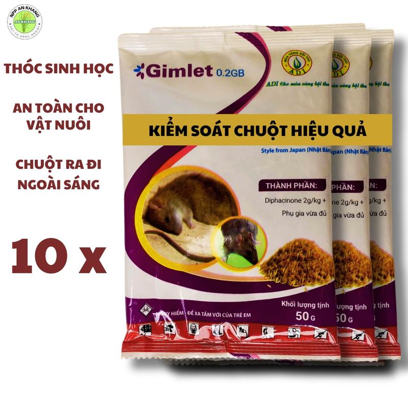  Combo 10 Gói Thóc sinh học Gimlet kiểm soát chuột hiệu quả - An toàn  50g  