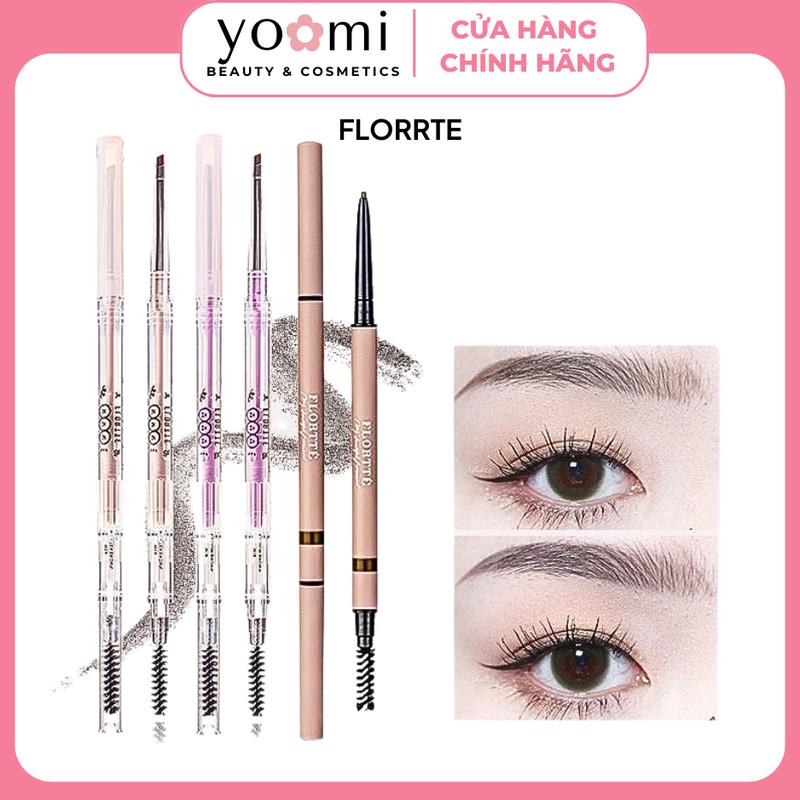 (Hàng Sẵn) Bút Kẻ Lông Mày FLORTTE 2 Đầu Siêu Bền Chống Thấm Nước Không Phai Màu Dành Cho Người Mới Học Trang Điểm Cosmetic Mỹ Phẩm Nữ Phấn Phủ