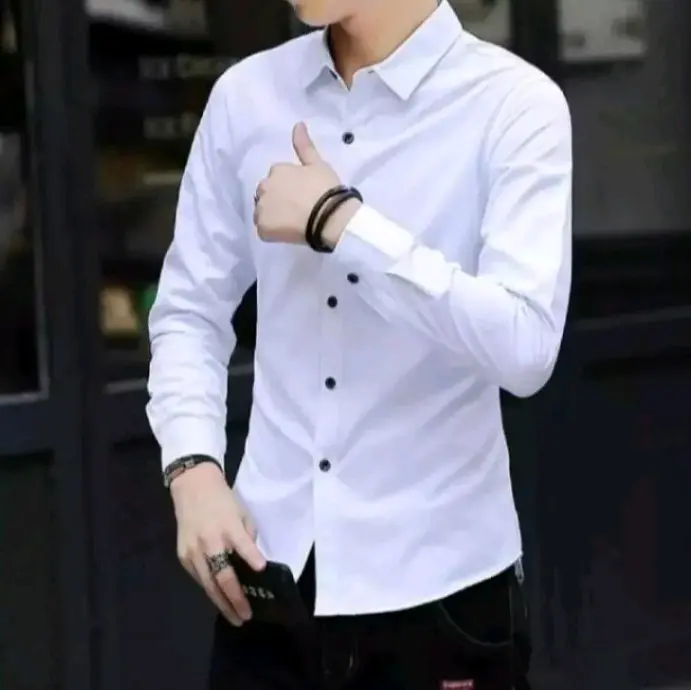BISA COD // KEMEJA POLOS PRIA SLIMFIT PANJANG WARNA HITAM // Kemeja Pria Lengan Panjang Slim-fitting Polos V-Neck Formal Kerah Distro Casual Katun Baju Kantor Navy