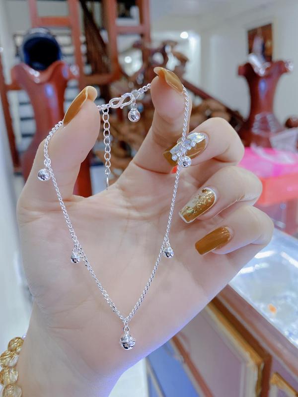 lắc chân chuông kêu bạc ta mắt đơn dày dặn cho nữ _Bạc đẹp Hải hạnh HHJ lắc chân  bạc có chuông kêu