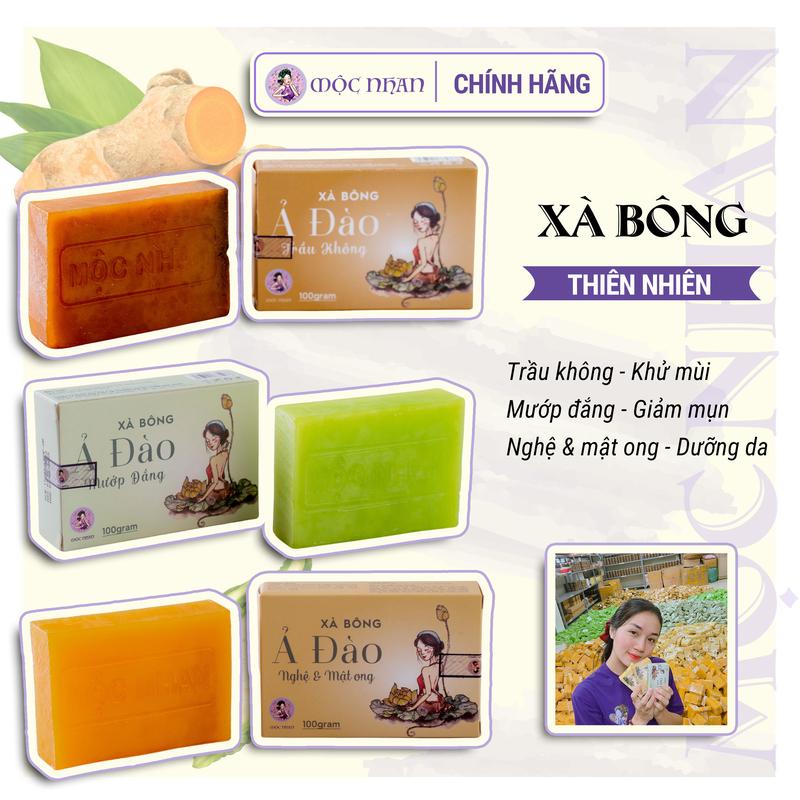 (Tặng túi tạo bọt) Xà bông thiên nhiên từ nghệ, mướp đắng, trầu không giúp sáng da, giảm mụn Dưỡng Body Skincare Làm Đẹp Da