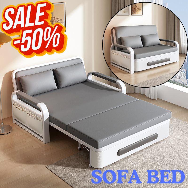 Giường ngủ sofa gấp gọn thành ghế sofa. Sofa giường đa năng có hộc chứa đồ. Tặng kèm 2 gối cùng tone