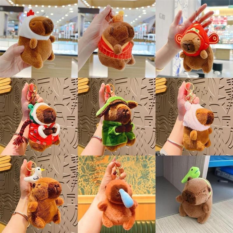 Gấu Bông Capybara móc khóa mặc trang phục ngộ nghĩnh Size 10cm-15cm Capybara Chuột Lang Nhồi Bông Mini Gấu Teddy quà tặng sinh nhật gấu capybara khổng lồ gaubong xinh