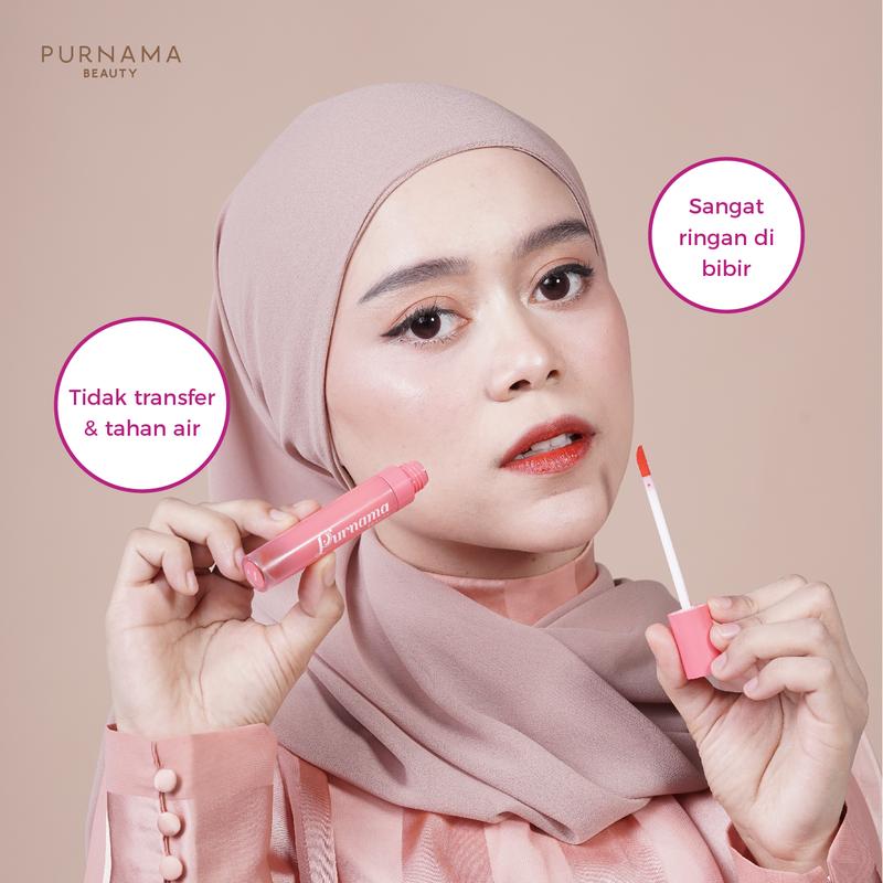 Purnama Beauty Liptint Transferproof dengan Pigmentasi Tinggi Tahan Lama Ringan - Kosmetik Lesti Kejora - BPOM 2