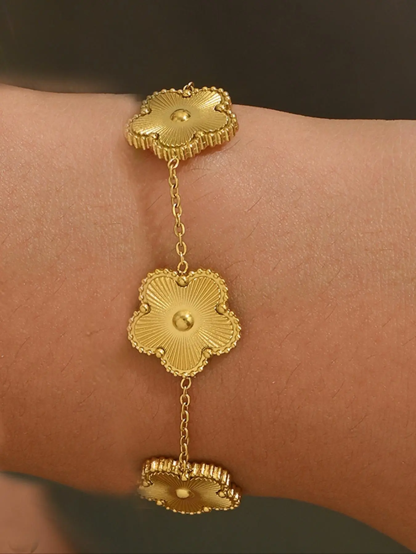 Flower Design Stainless Steel Link Bracelet, Fashionable Jewelry for Women & Girls, Trendy All-match & Exquisite Jewelry for Birthday Gift, Valentine's Day, Gift