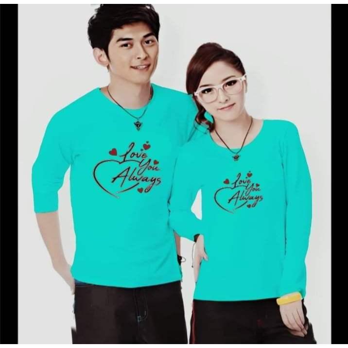 (HARGA SUDAH DAPAT 2 BAJU) Kaos Couple LOVE YOU ALWAYS Lengan Panjang Bahan Katun Soft Sablon Printing Digital DTF Distro Cewek cowok Pasangan Oblong Dewasa Lembut Wanita 2