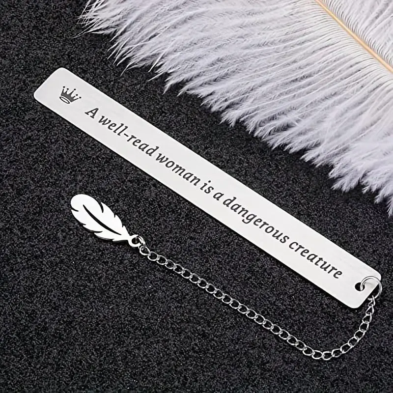 1 Piece Stainless Steel Bookmark, Lettering Slogan Bookmark, Decorative Ornaments for Readers Gifts 0