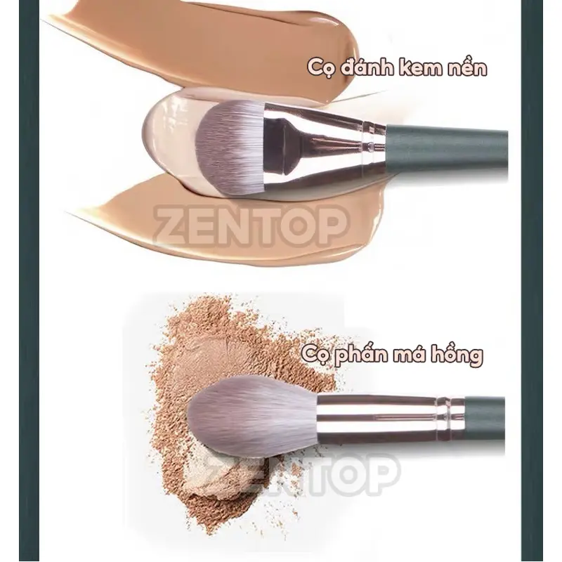 Bộ cọ trang điểm 14 cây CAO CẤP cọ lông mềm cọ đánh nền đánh phấn mắt cọ che khuyết điểm kèm BAO DA sang chảnh ZENTOP Mỹ Phẩm Cosmetic 7