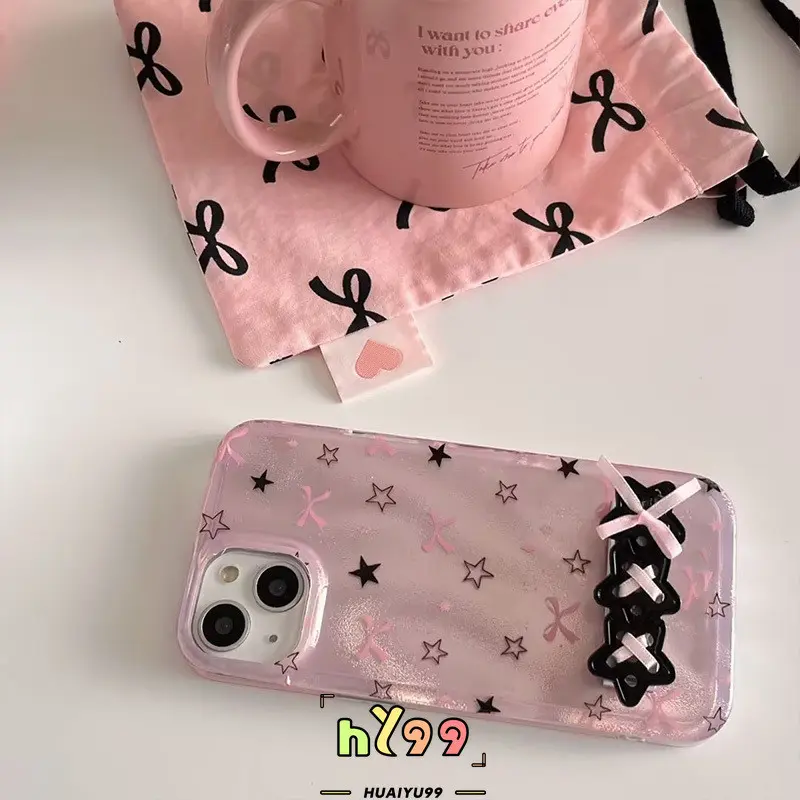 Case HP Untuk Infinix Smart 8 7 5 6 Pro Tecno Spark GO 2023 GO 2024 20C 20 Hot 40i 30i 30 40 11 10 8 9 12 Pro Play Note 40 30 Pro Pita Cantik Bersinar Warna Bintang Lima Titik Cinta Romantis Hati Soft Cover 2