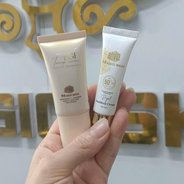  Com bo kem chống nắng kem nền  size 10ml  magic skin 