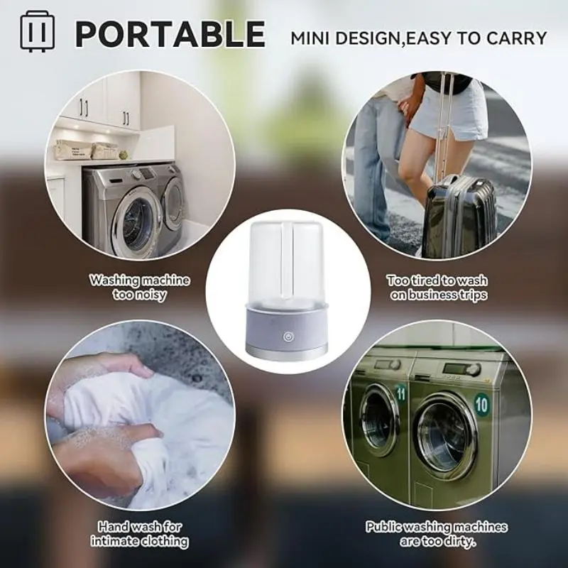 Mini Laundry Cup, 1L Capacity Portable Washing Machine, Household Laundry Equipment for Underwear & Socks, Suitable for Travel & Business Trips 5