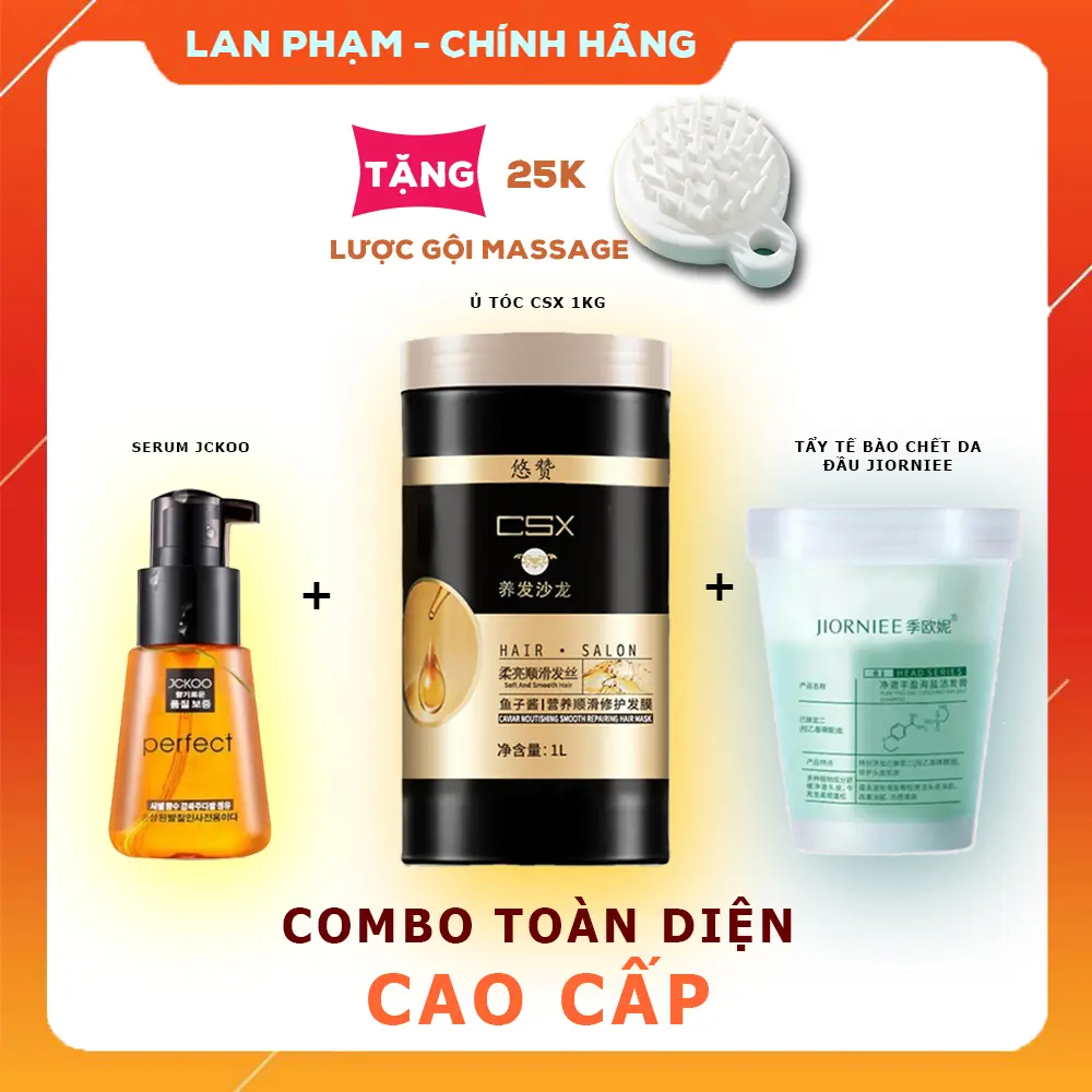 [ Tặng Lược ] COMBO TOÀN DIỆN CAO CẤP - 1 ủ tóc CSX + serum Jckoo + tẩy tbc da đầu Jiorniee . Nữ Women Dưỡng Tóc Chăm Sóc Tóc ,suôn mượt