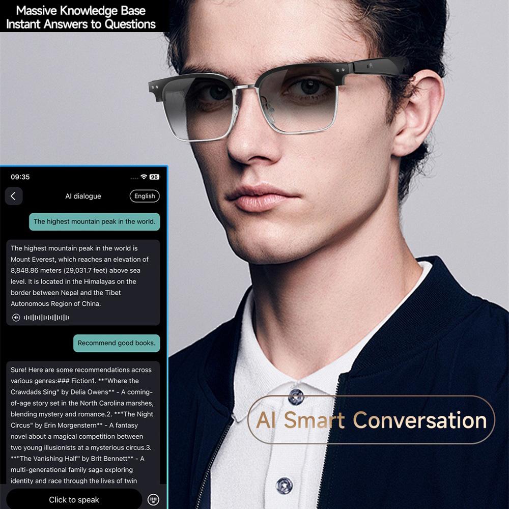 2025 Newest Waterproof AI Blue Tooth Audio Call Smart Glasses Intelligent Dialogue Video Translation Voice Assistant Sunglasses - Image 4