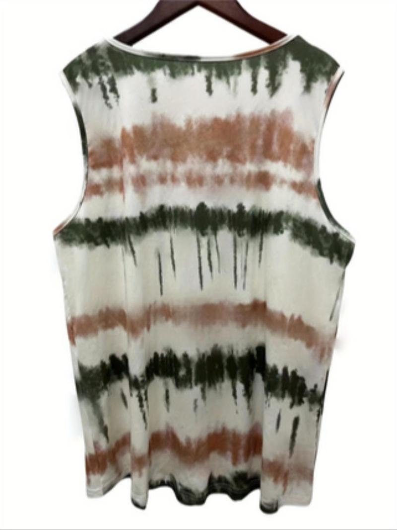 Product Introduction of 【Plus Size】 All Over Print Tank Top, Casual Sleeveless Top for Daily Wear, Women's Plus Clothing for All Seasons 2