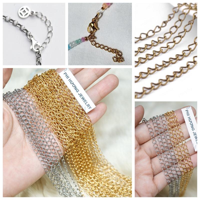 Túi 5 đoạn dây xích dài ~ 5cm làm tăng đơ nối dài vòng tay, phụ kiện DIY